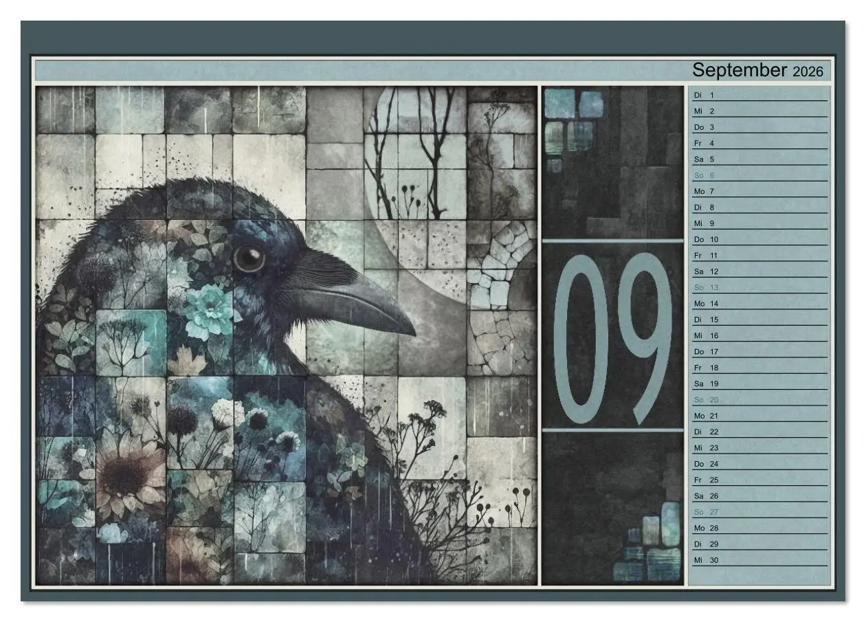 Bild: 9783516613162 | Krähen. Verborgene Farbnuancen. Kunst. (Tischkalender 2026 DIN A5...