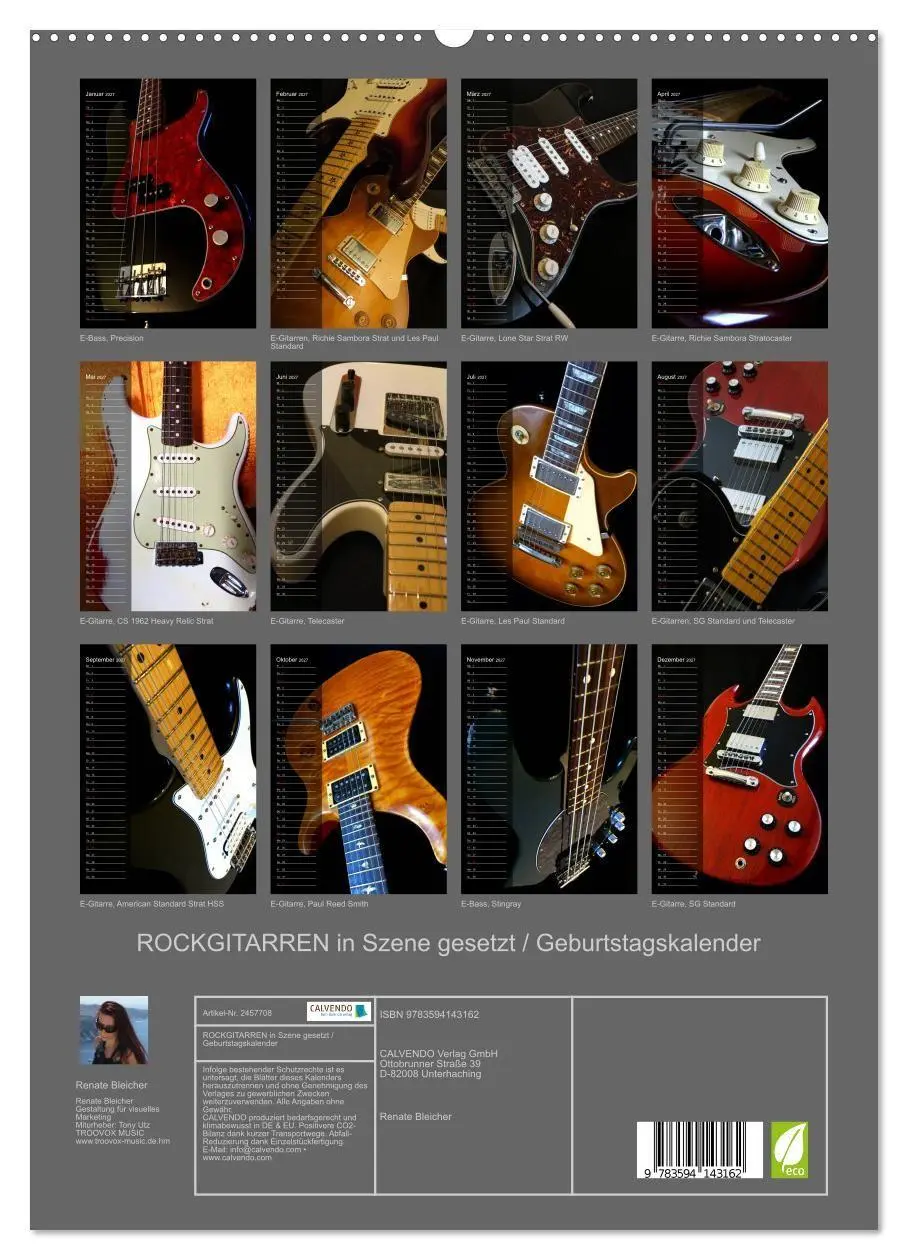Bild: 9783594143162 | ROCKGITARREN in Szene gesetzt / Geburtstagskalender (hochwertiger...