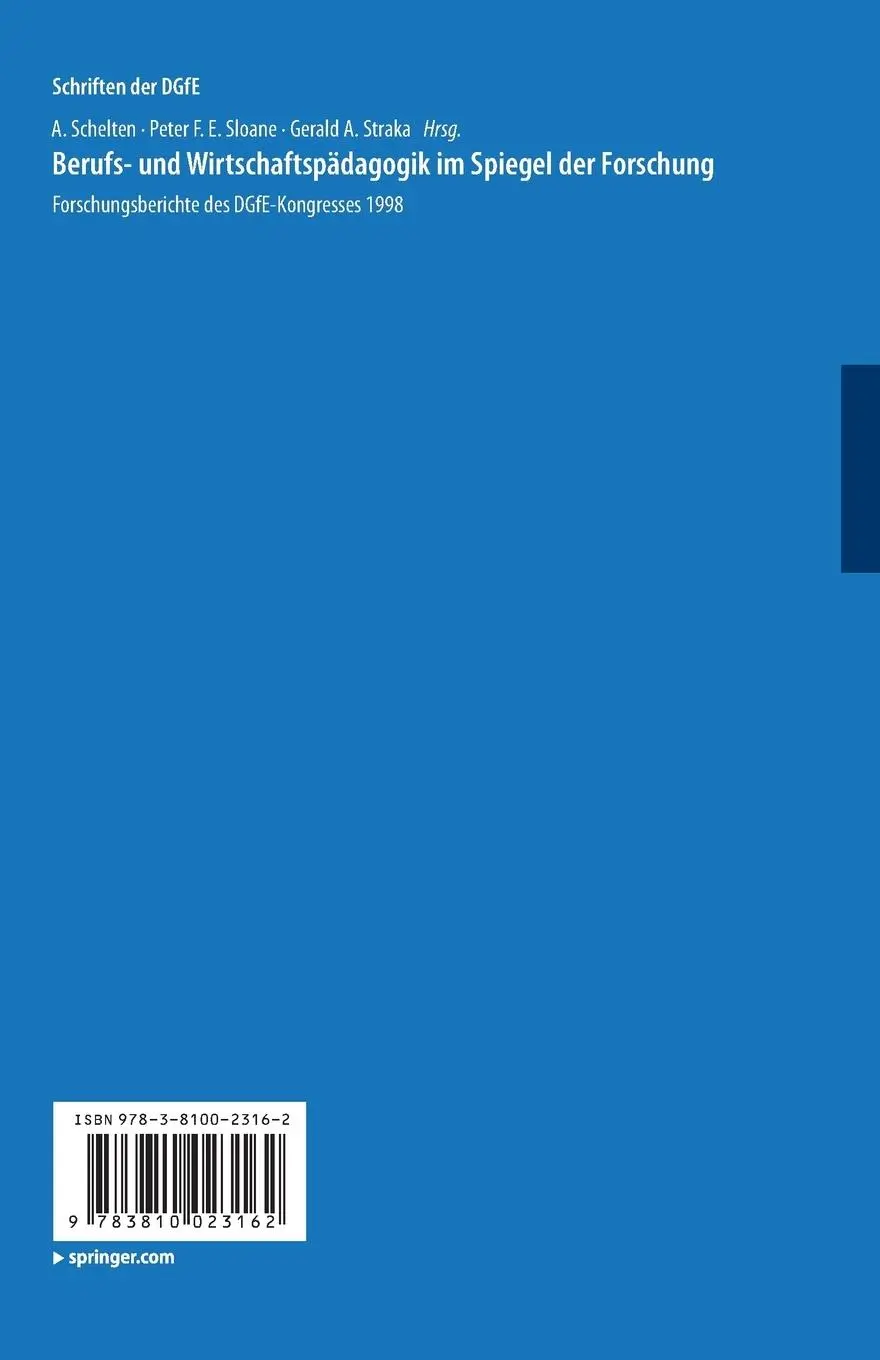 Rückseite: 9783810023162 | Berufs- und Wirtschaftspädagogik im Spiegel der Forschung | Buch