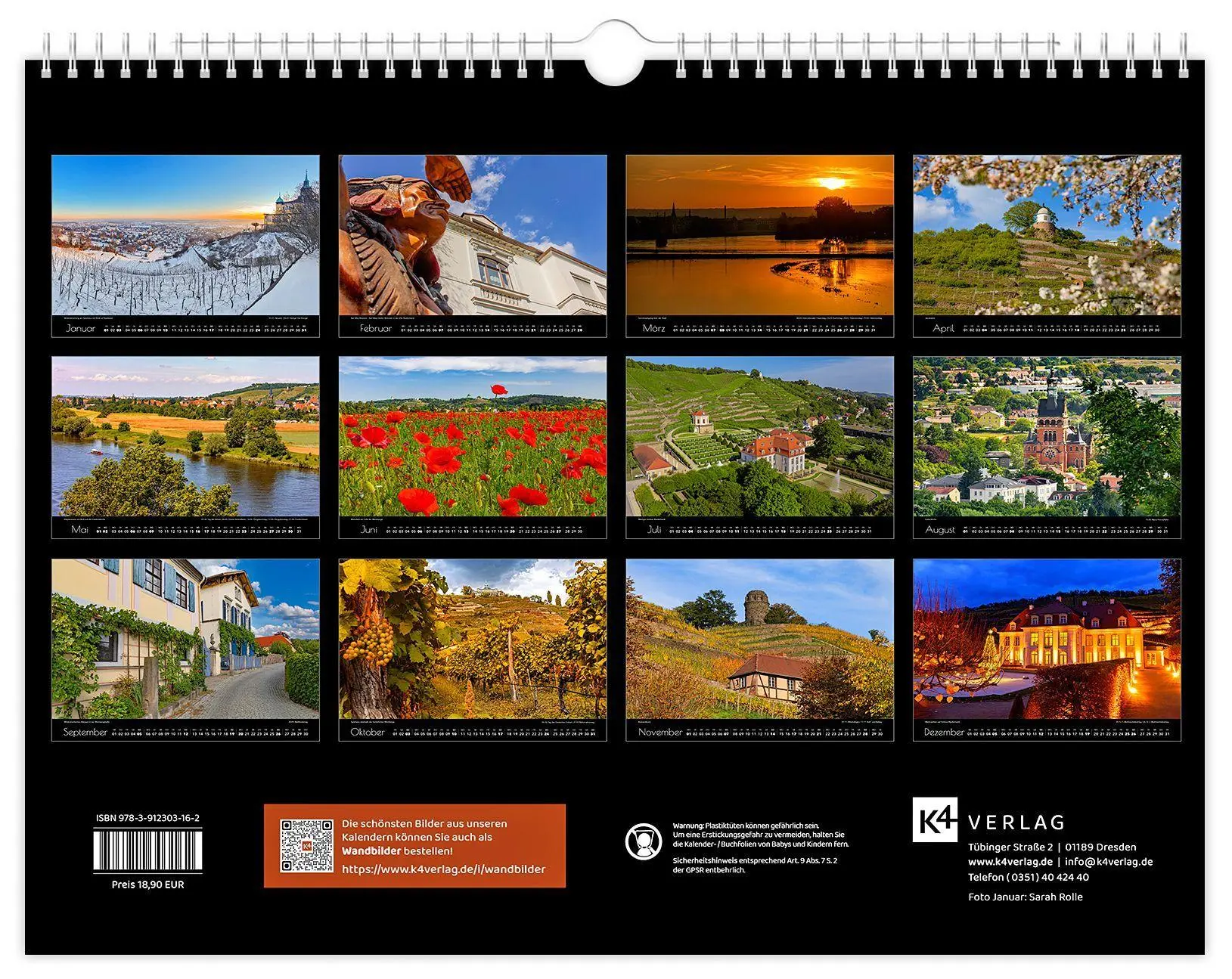 Bild: 9783912303162 | Kalender Radebeul 2027 | 40 x 30 cm schwarzes Kalendarium | Schubert