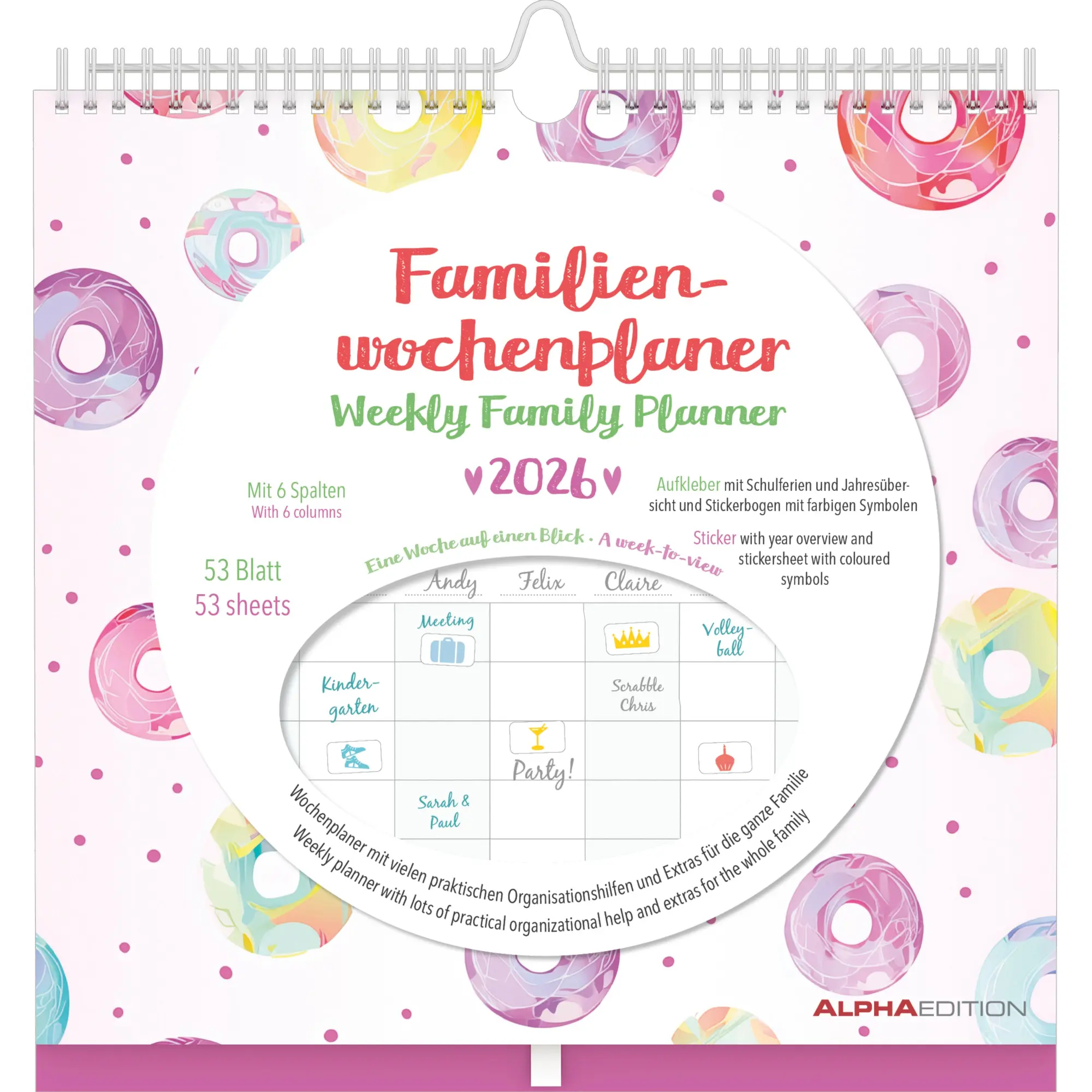 Cover: 4069095003262 | Familien Wochenkalender Dots 2026 - Familien-Timer - Termin-Planer...