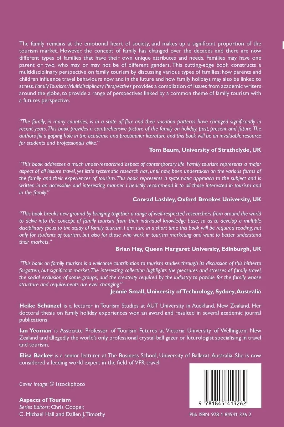 Rückseite: 9781845413262 | Family Tourism | Multidisciplinary Perspectives | Schänzel (u. a.)