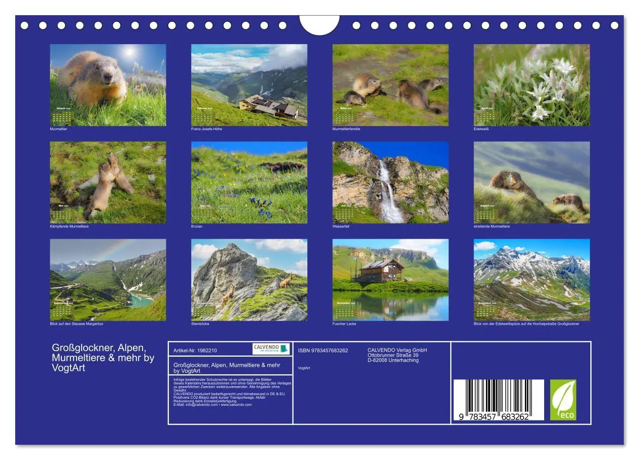Bild: 9783457683262 | Großglockner, Alpen, Murmeltiere &amp; mehr by VogtArt (Wandkalender...