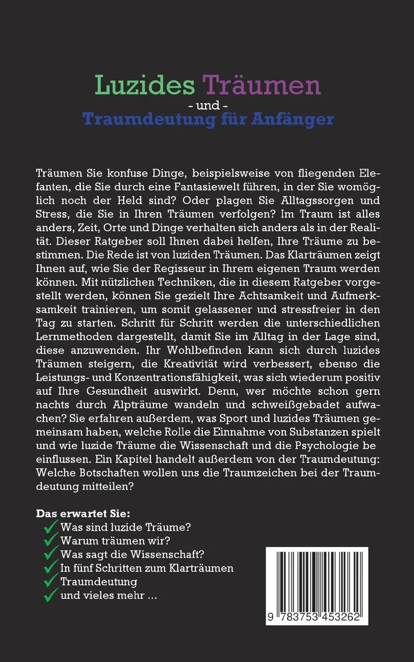 Rückseite: 9783753453262 | Luzides Träumen und Traumdeutung für Anfänger: Wie Sie Schritt für...