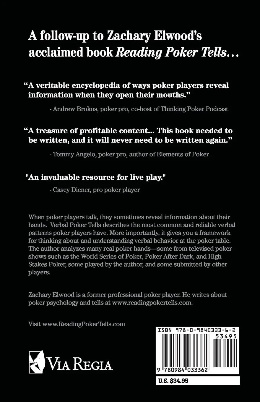 Rückseite: 9780984033362 | Verbal Poker Tells | Zachary Elwood | Taschenbuch | Englisch | 2014