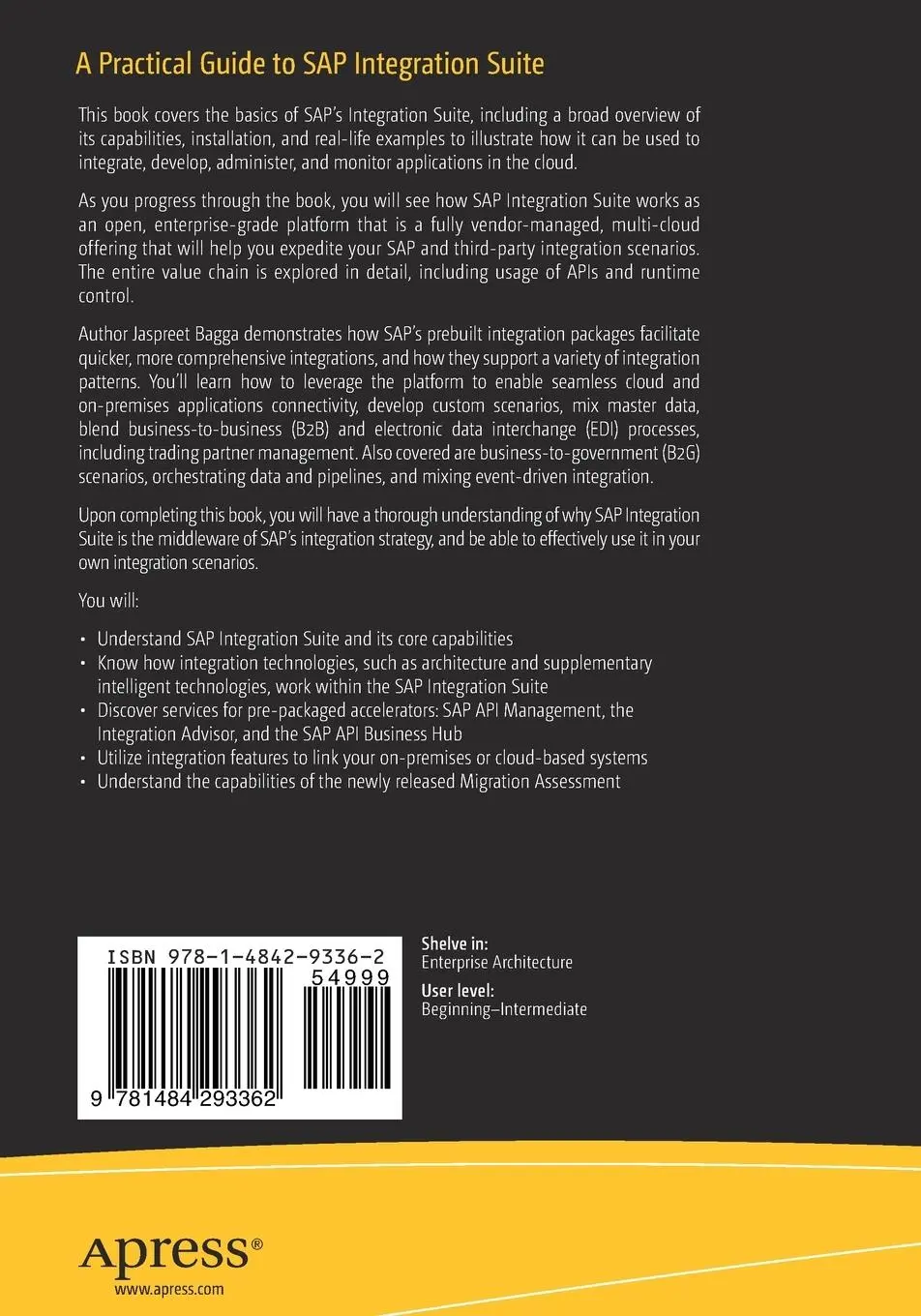 Rückseite: 9781484293362 | A Practical Guide to SAP Integration Suite | Jaspreet Bagga | Buch