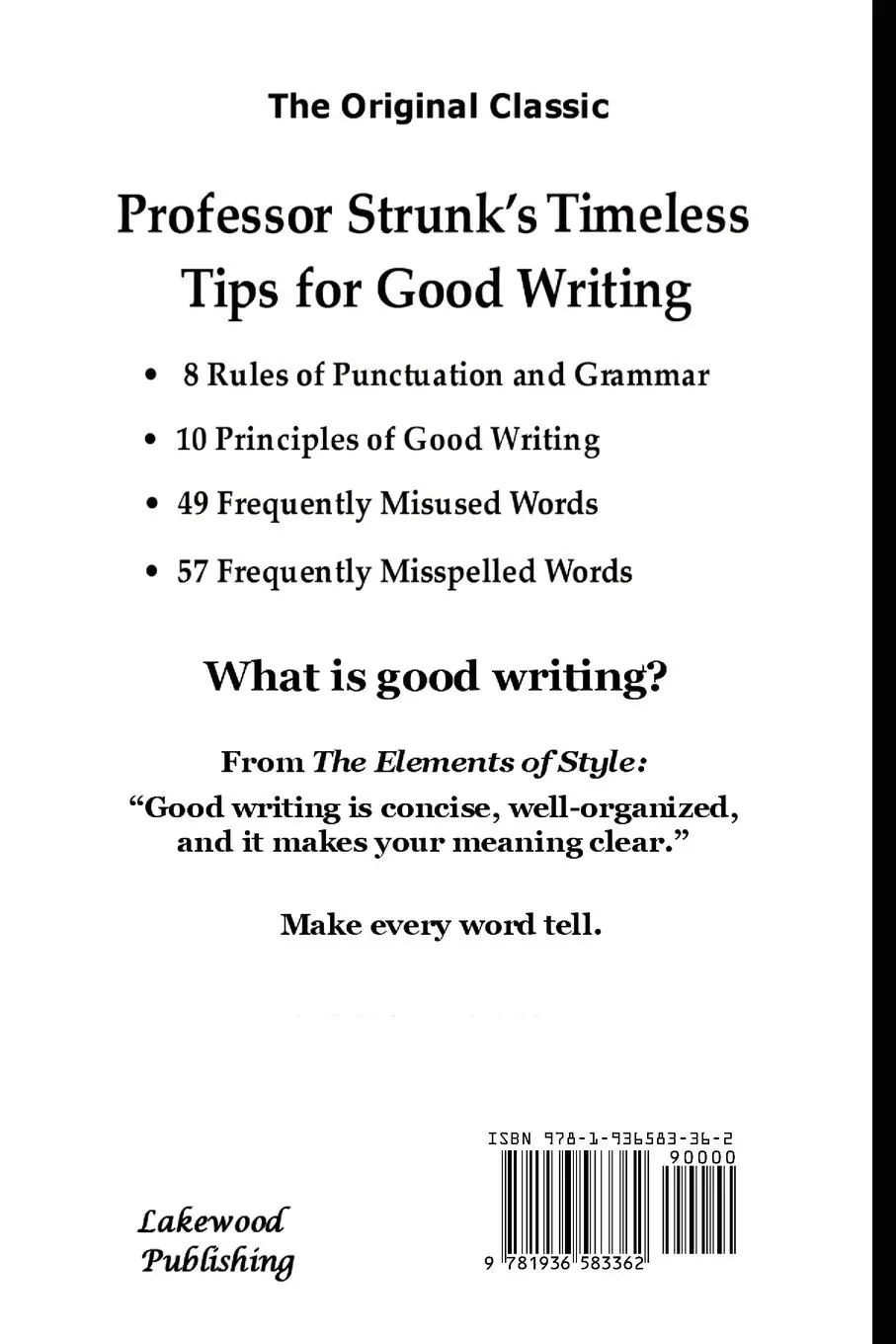 Rückseite: 9781936583362 | The Elements of Style | 18 Essential Rules for Good Writing in English