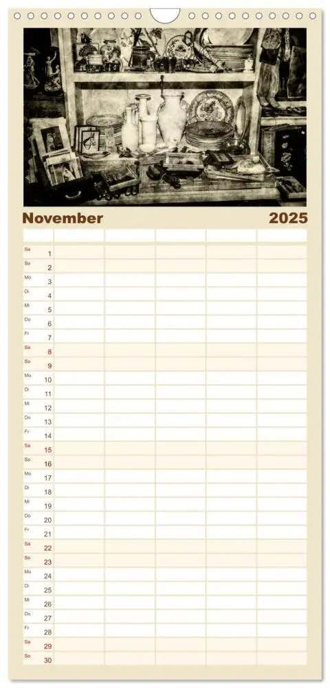 Bild: 9783457123362 | Familienplaner 2025 - Retro mit 5 Spalten (Wandkalender, 21 x 45...