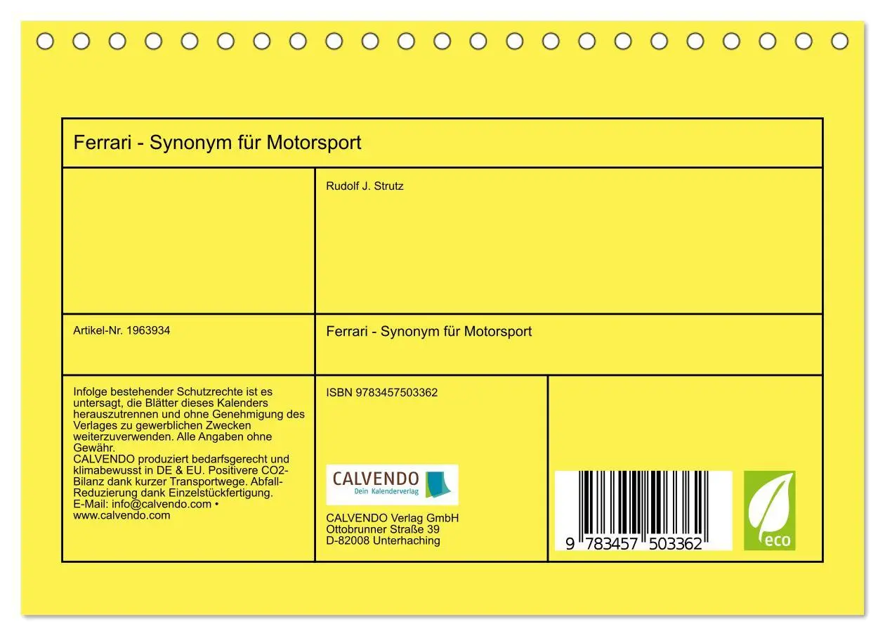 Bild: 9783457503362 | Ferrari - Synonym für Motorsport (Tischkalender 2026 DIN A5 quer),...