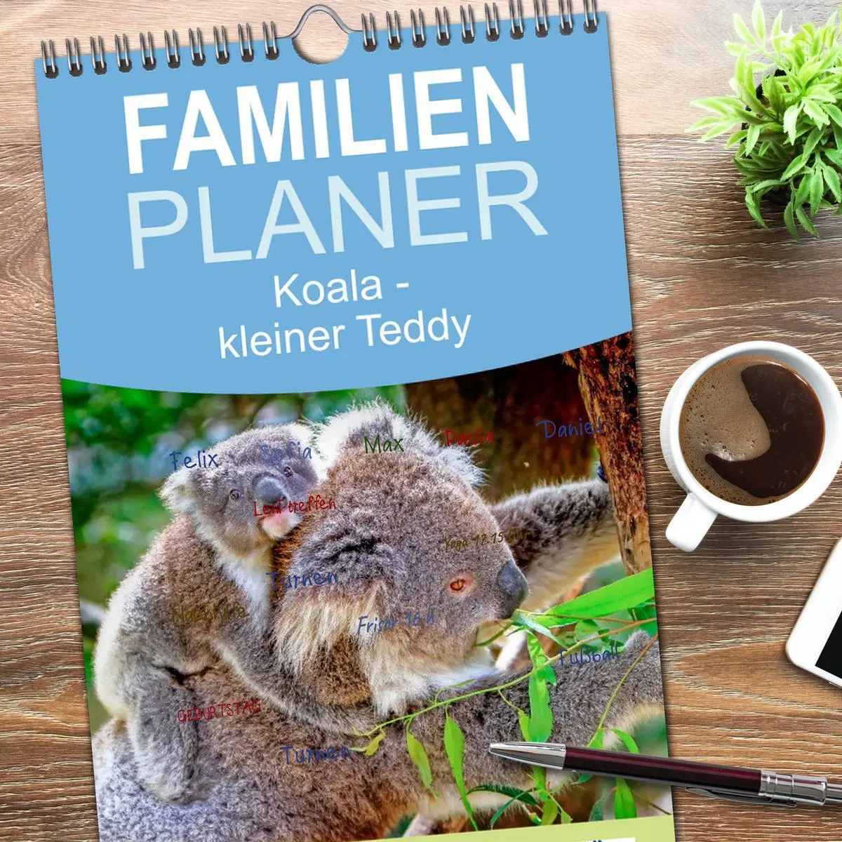 Bild: 9783516523362 | Familienplaner 2026 - Koala - kleiner Teddy mit 5 Spalten...