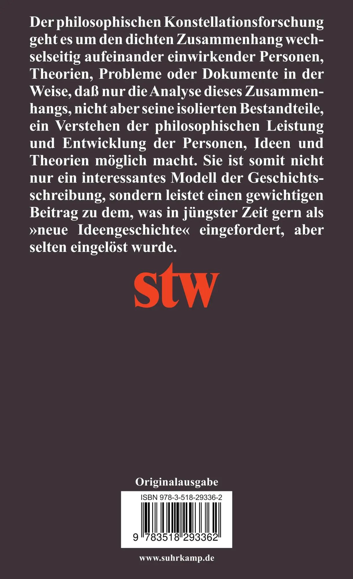 Rückseite: 9783518293362 | Konstellationsforschung | Martin Mulsow (u. a.) | Taschenbuch | 369 S.