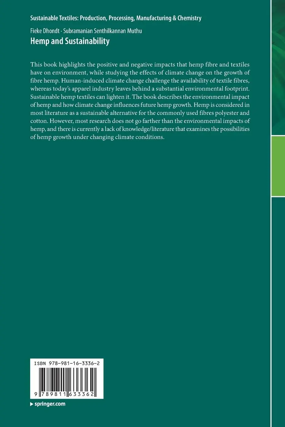 Rückseite: 9789811633362 | Hemp and Sustainability | Fieke Dhondt (u. a.) | Taschenbuch | ix