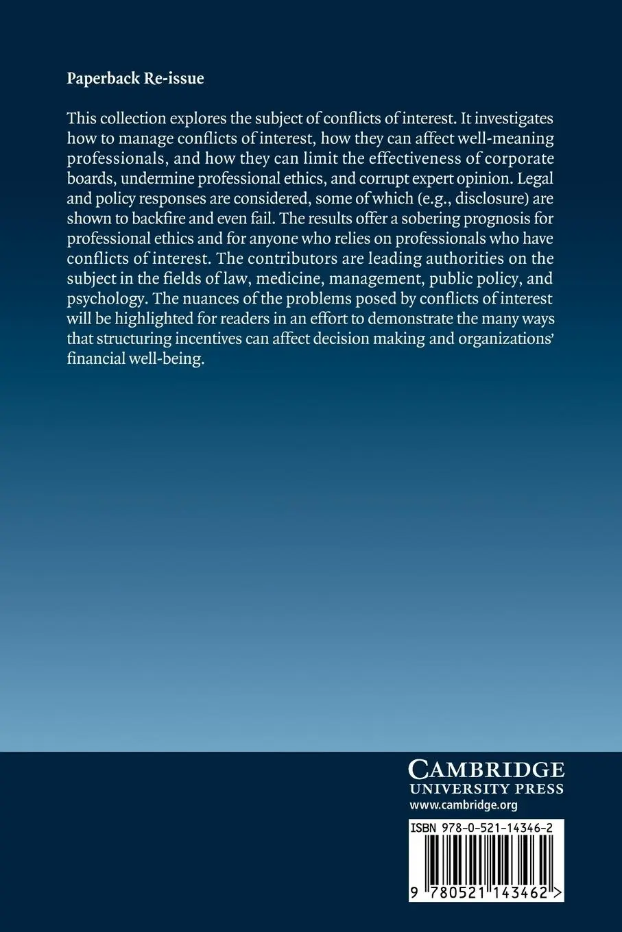 Rückseite: 9780521143462 | Conflicts of Interest | Don A. Moore (u. a.) | Taschenbuch | Englisch