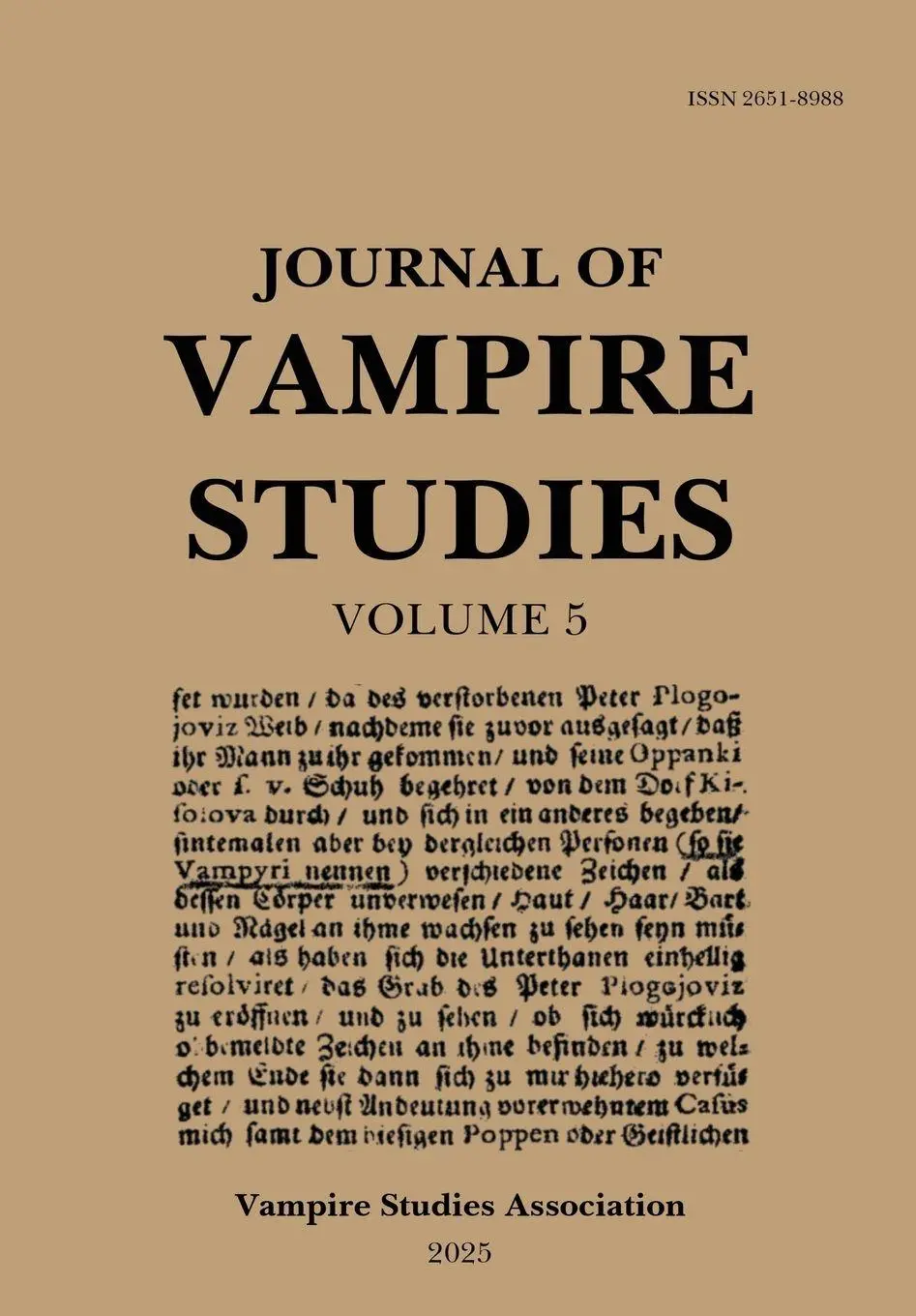 Cover: 9780645203462 | Journal of Vampire Studies | Vol. 5 (2025) | Anthony Hogg | Buch