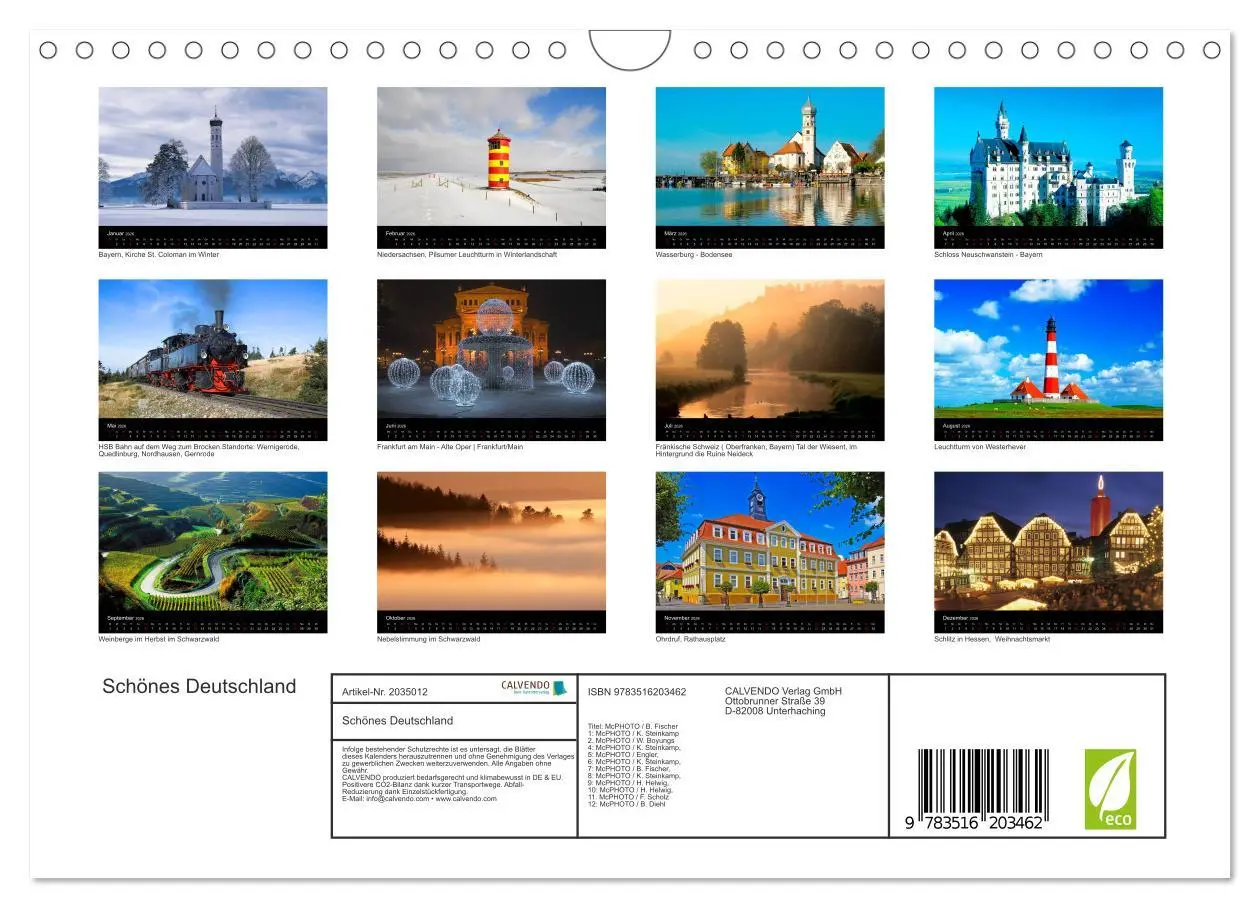 Bild: 9783516203462 | Schönes Deutschland (Wandkalender 2026 DIN A4 quer), CALVENDO...