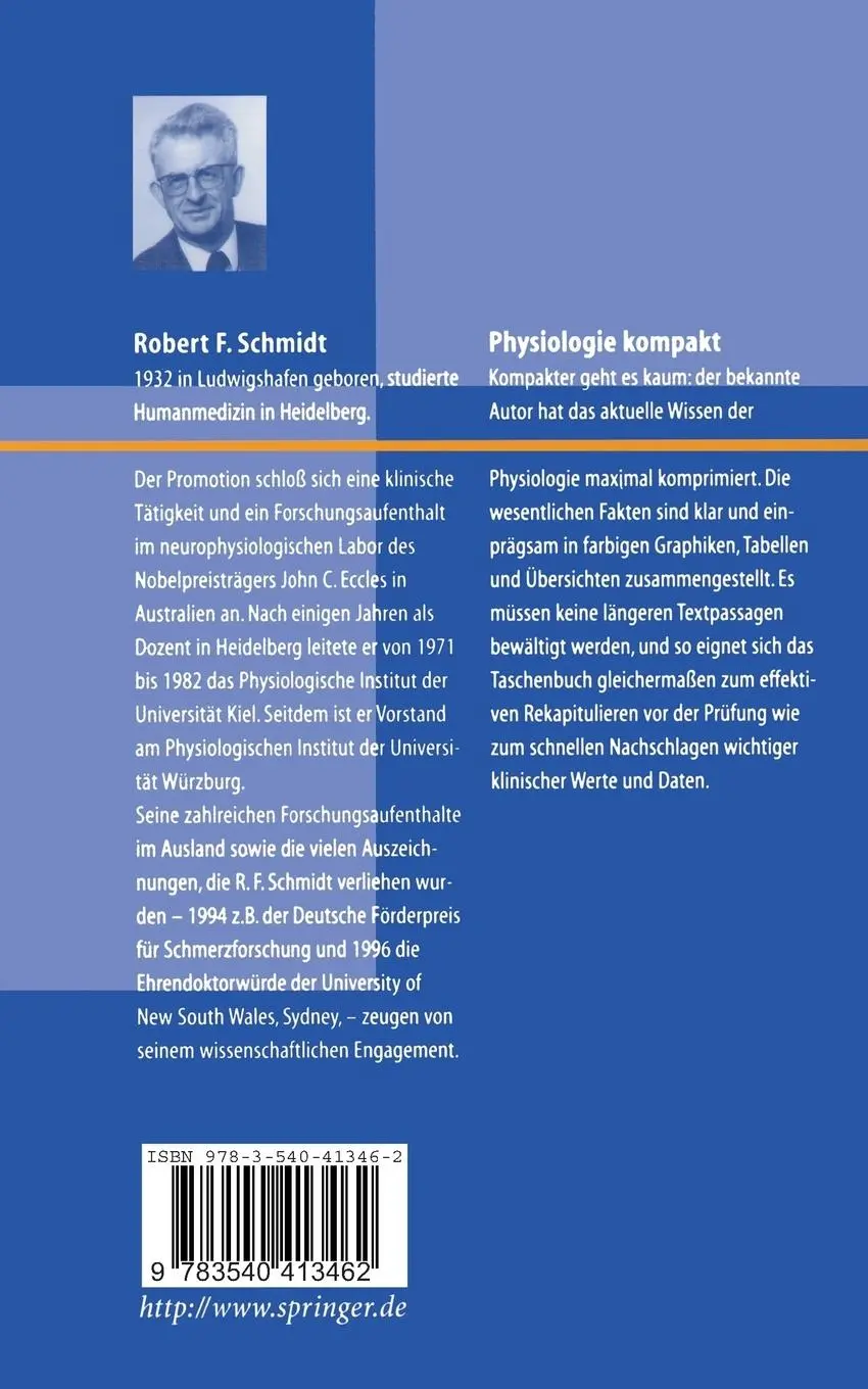 Rückseite: 9783540413462 | Physiologie kompakt | Robert F. Schmidt | Taschenbuch | xvii | Deutsch