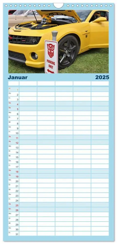 Bild: 9783457103562 | Familienplaner 2025 - US Cars Kalender mit 5 Spalten (Wandkalender,...