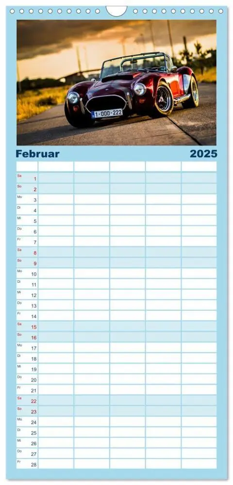 Bild: 9783457103562 | Familienplaner 2025 - US Cars Kalender mit 5 Spalten (Wandkalender,...