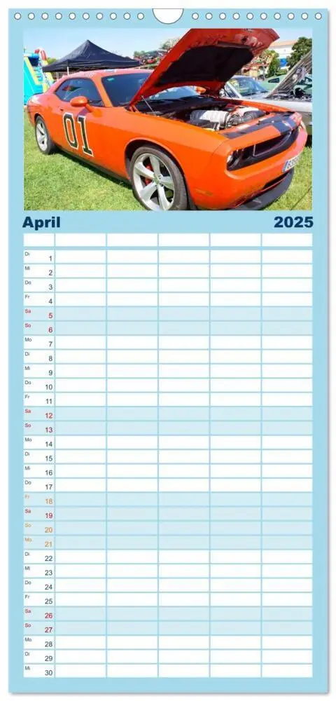 Bild: 9783457103562 | Familienplaner 2025 - US Cars Kalender mit 5 Spalten (Wandkalender,...