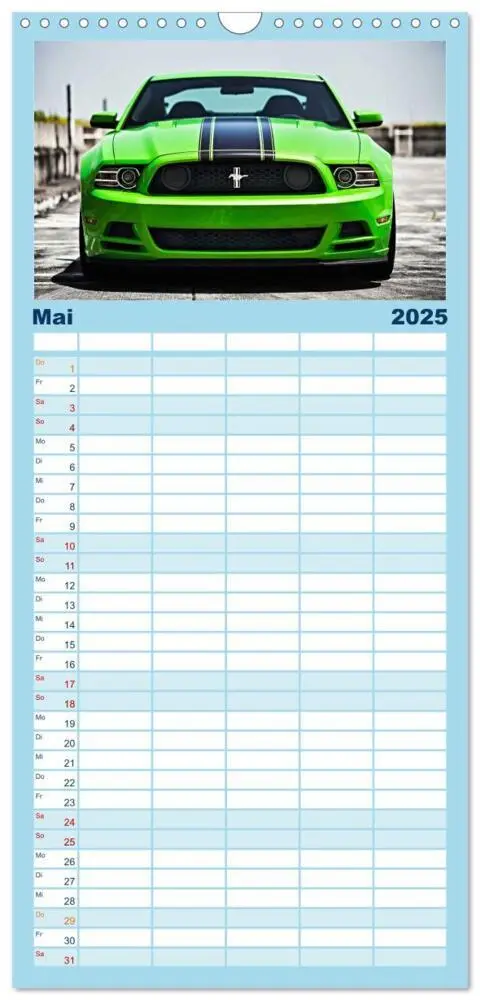 Bild: 9783457103562 | Familienplaner 2025 - US Cars Kalender mit 5 Spalten (Wandkalender,...