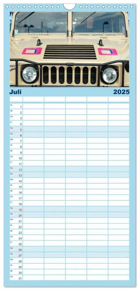 Bild: 9783457103562 | Familienplaner 2025 - US Cars Kalender mit 5 Spalten (Wandkalender,...