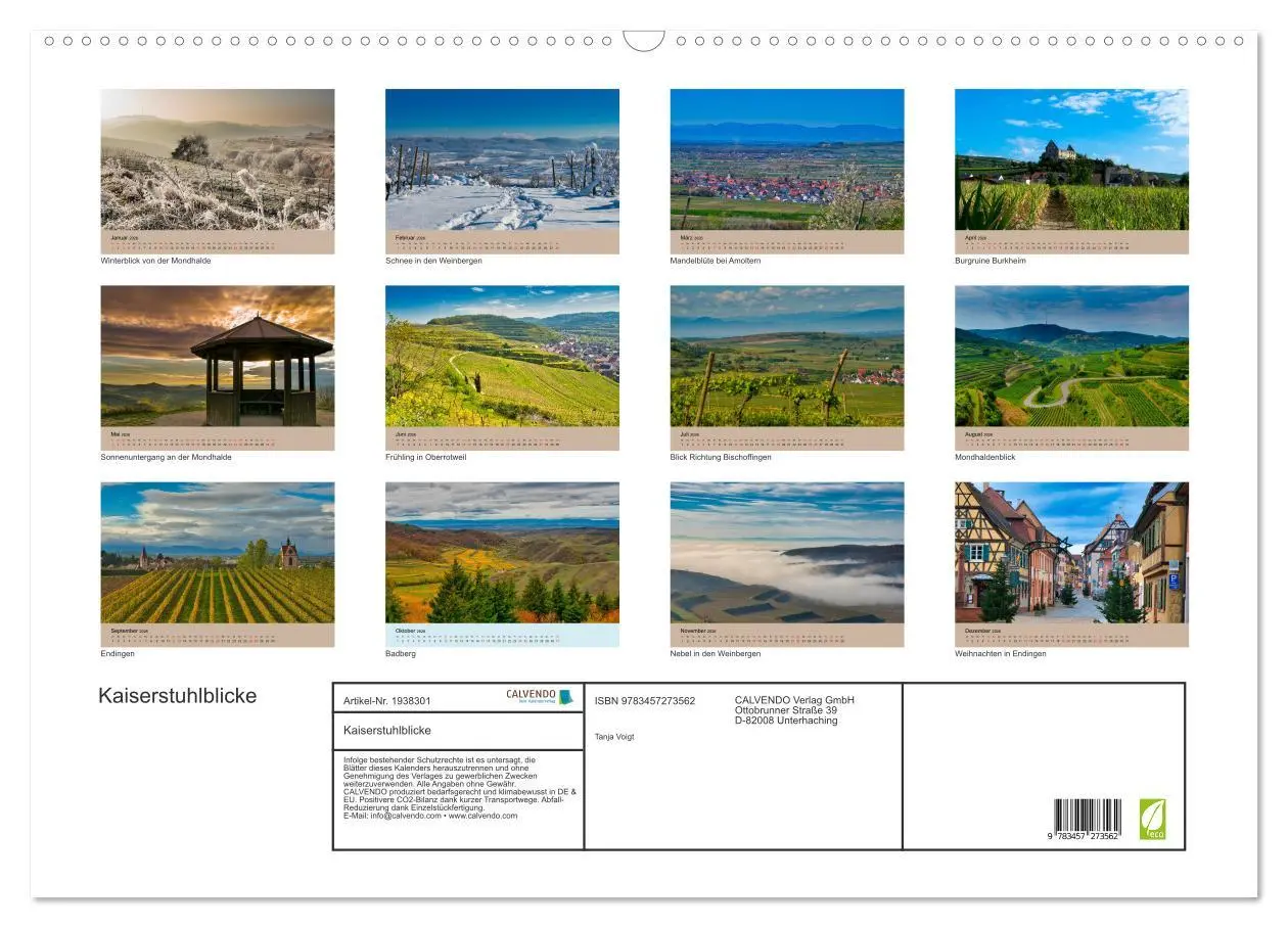 Bild: 9783457273562 | Kaiserstuhlblicke (Wandkalender 2026 DIN A2 quer), CALVENDO...