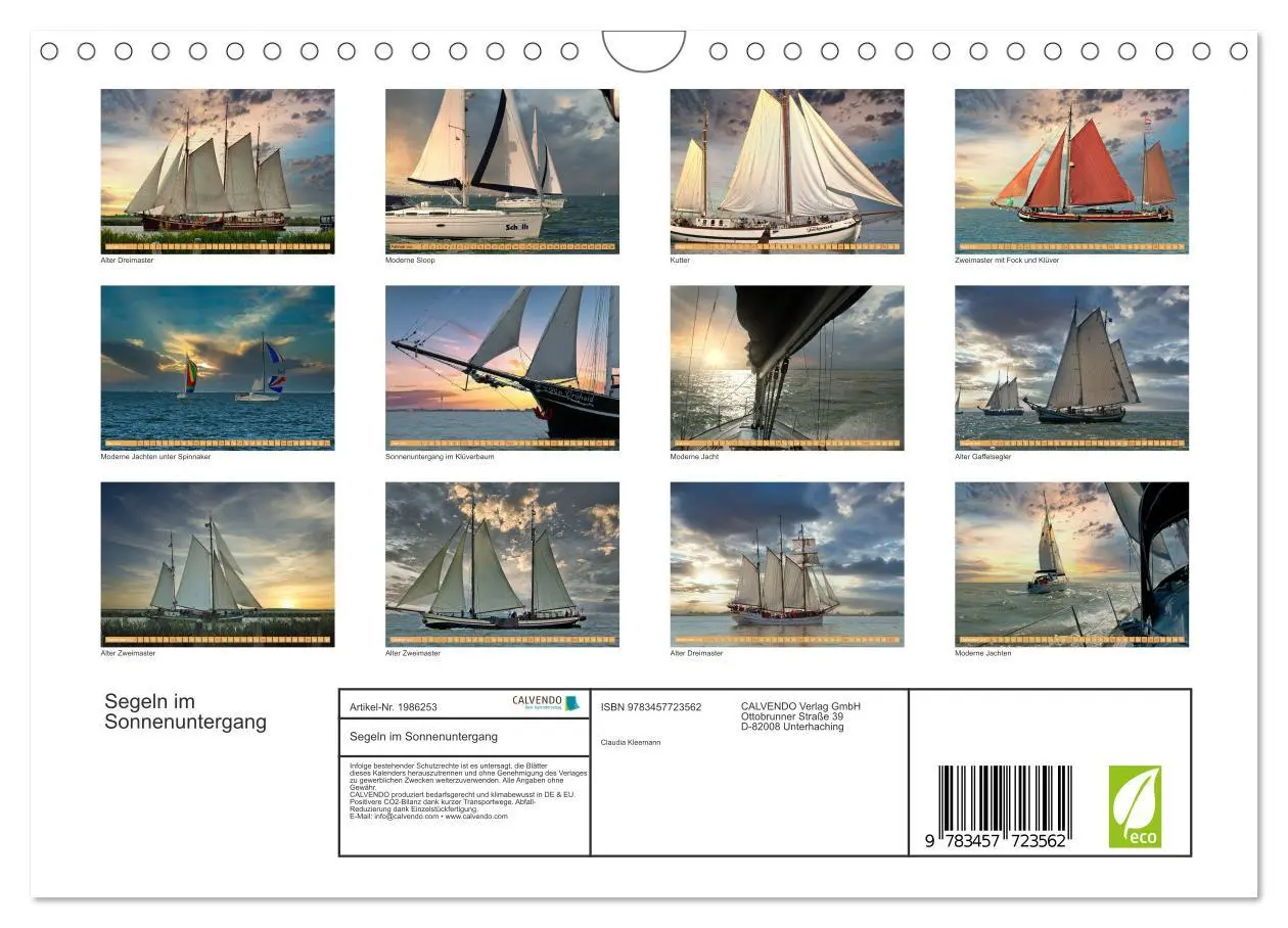 Bild: 9783457723562 | Segeln im Sonnenuntergang (Wandkalender 2026 DIN A4 quer), CALVENDO...
