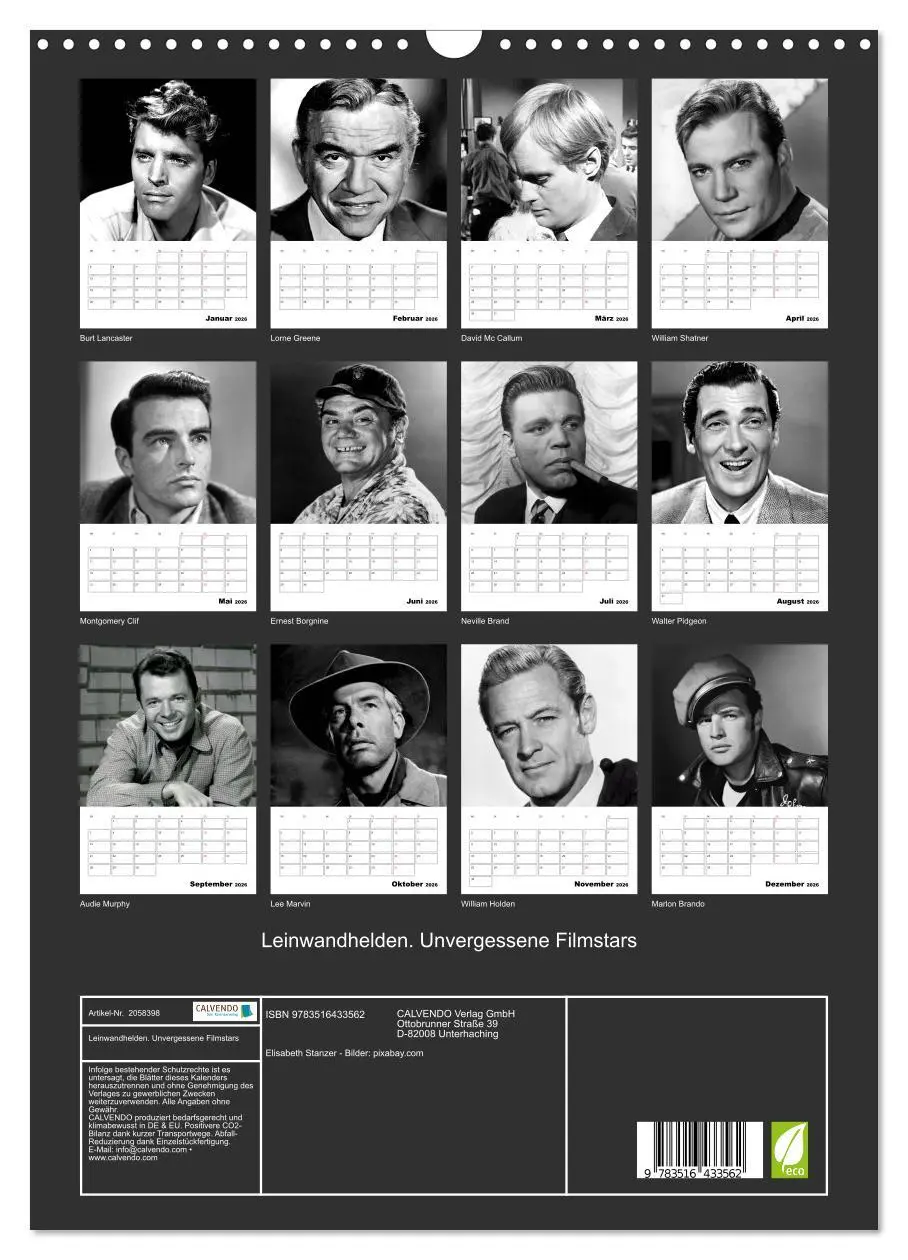 Bild: 9783516433562 | Leinwandhelden. Unvergessene Filmstars (Wandkalender 2026 DIN A3...