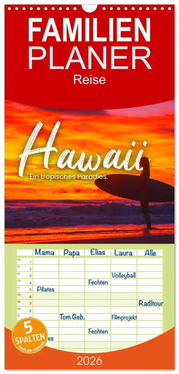 Cover: 9783516503562 | Familienplaner 2026 - Hawaii - Ein tropisches Paradies. mit 5...