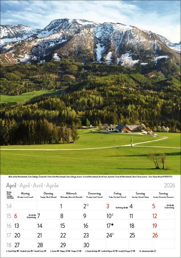 Bild: 9783731883562 | Die Alpen 2026 | Verlag Korsch | Kalender | Spiralbindung | 13 S.