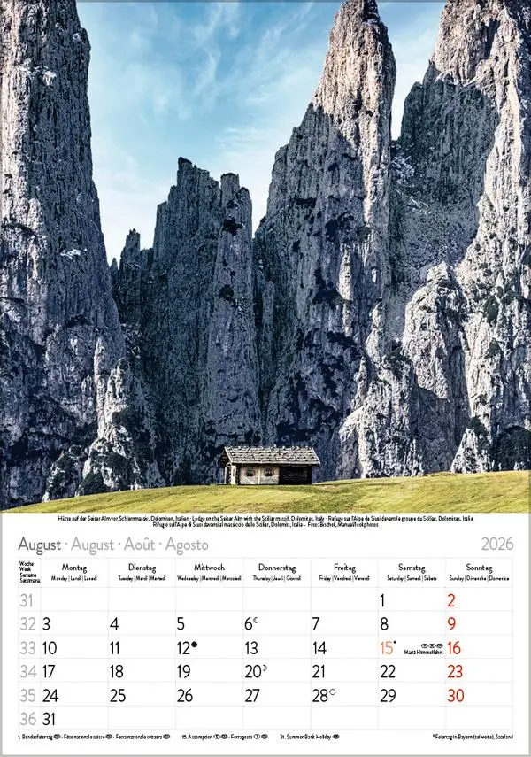 Bild: 9783731883562 | Die Alpen 2026 | Verlag Korsch | Kalender | Spiralbindung | 13 S.