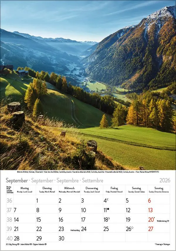 Bild: 9783731883562 | Die Alpen 2026 | Verlag Korsch | Kalender | Spiralbindung | 13 S.