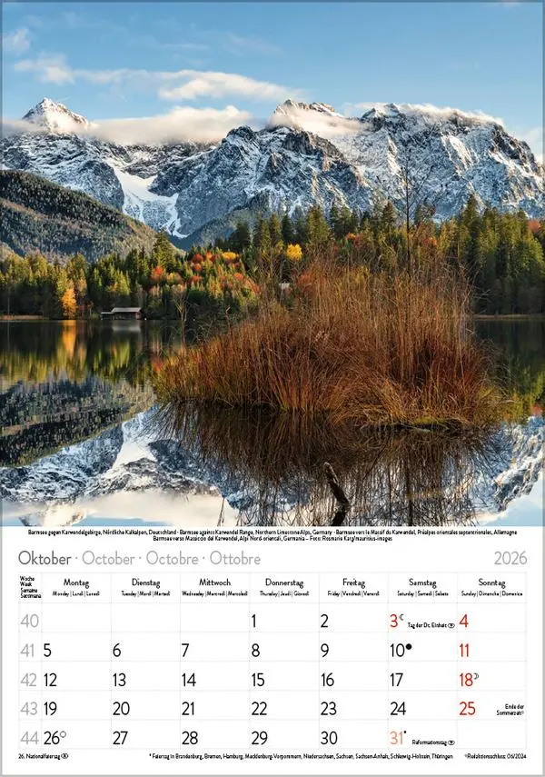 Bild: 9783731883562 | Die Alpen 2026 | Verlag Korsch | Kalender | Spiralbindung | 13 S.