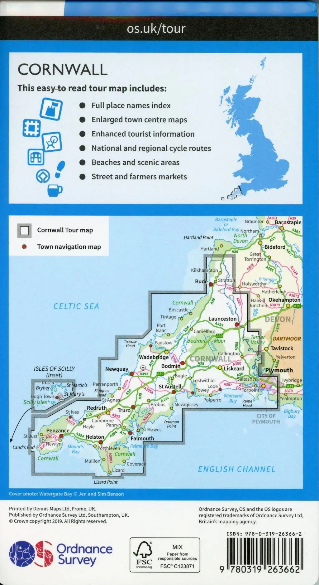 Bild: 9780319263662 | Cornwall | (Land-)Karte | Karte/Landkarte | Englisch | 2019