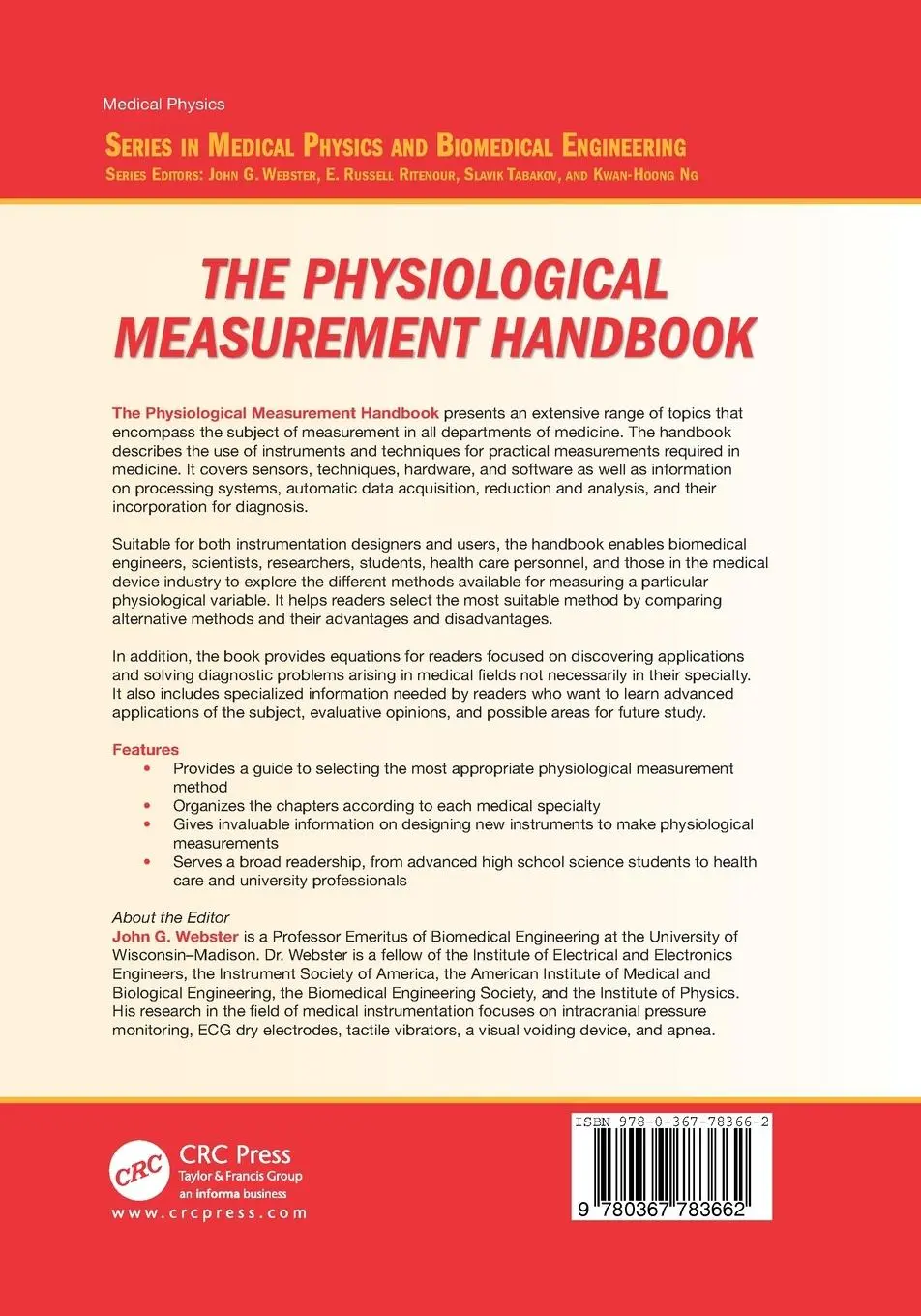 Rückseite: 9780367783662 | The Physiological Measurement Handbook | John G. Webster | Taschenbuch