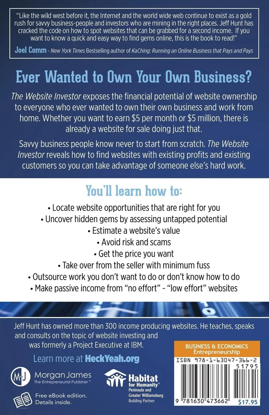 Rückseite: 9781630473662 | The Website Investor | Jeff Hunt | Taschenbuch | Englisch | 2015