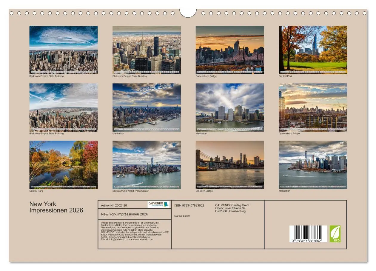 Bild: 9783457883662 | New York Impressionen 2026 (Wandkalender 2026 DIN A3 quer),...
