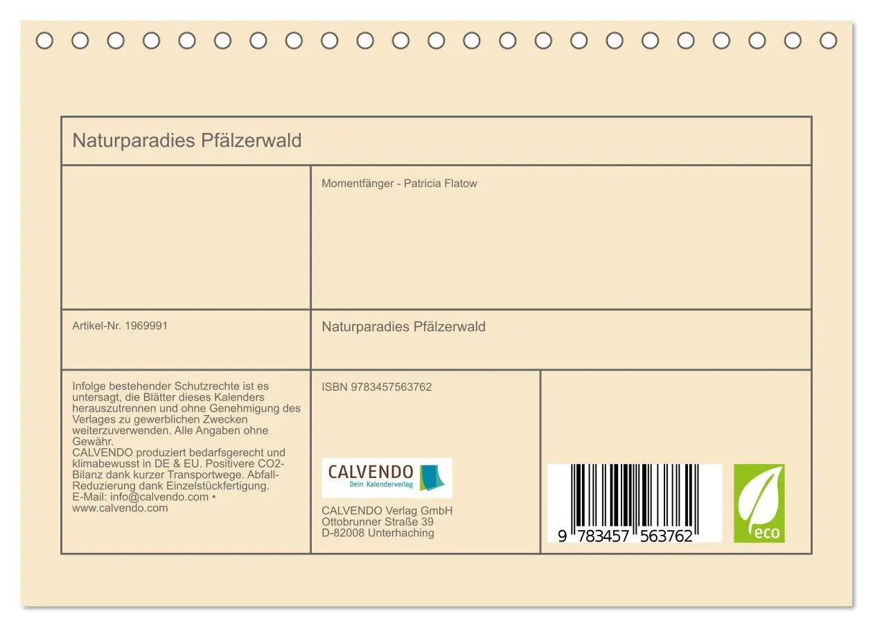 Bild: 9783457563762 | Naturparadies Pfälzerwald (Tischkalender 2026 DIN A5 quer),...