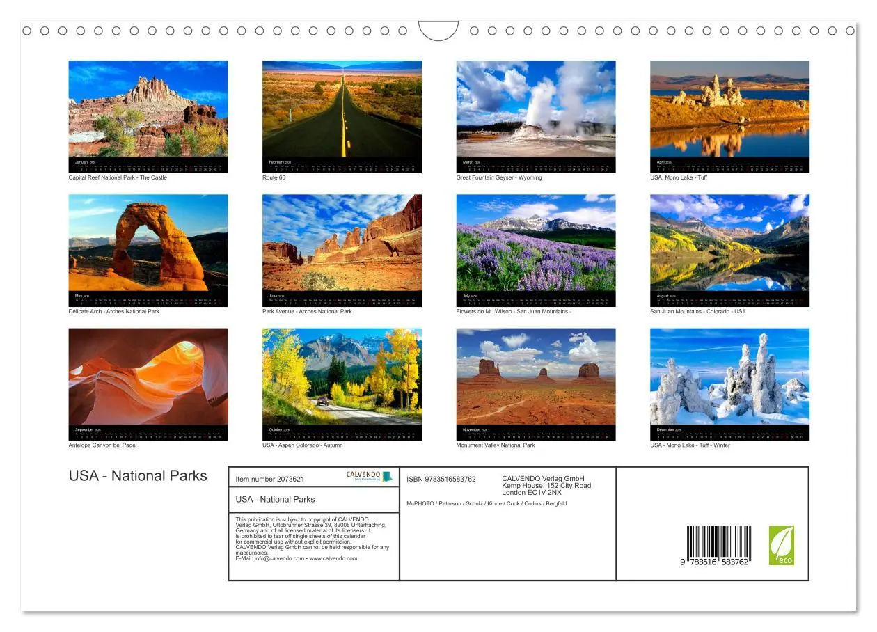 Bild: 9783516583762 | USA - National Parks (Wall Calendar 2026 DIN A3 landscape),...