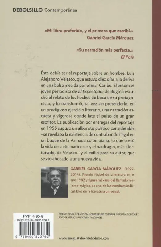 Rückseite: 9788490323762 | Relato de un náufrago | Gabriel García Márquez | Taschenbuch | 169 S.