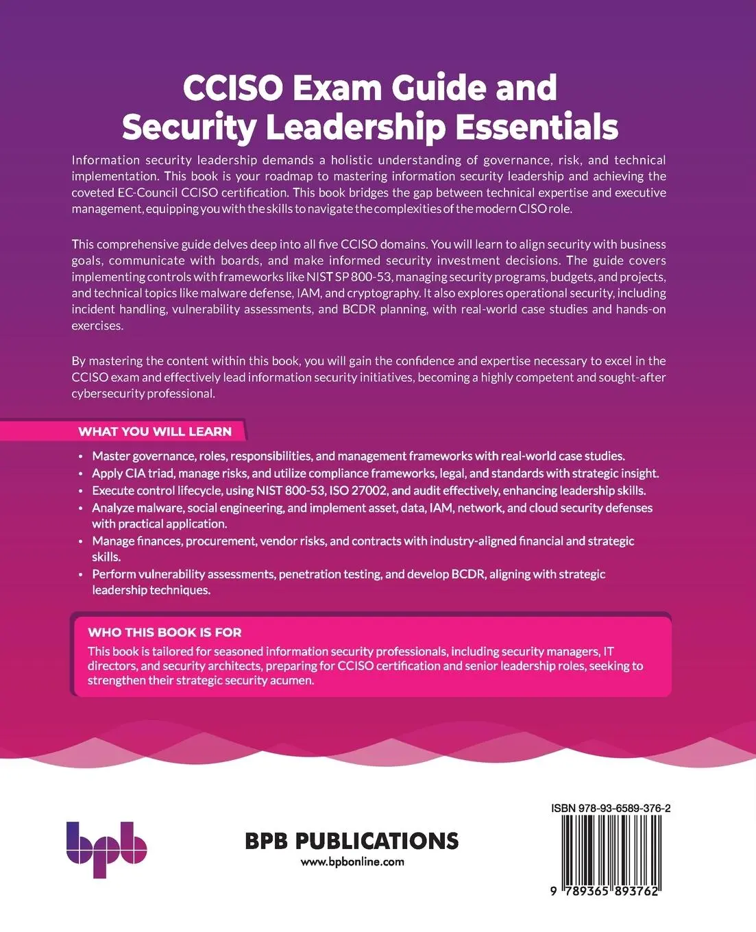 Rückseite: 9789365893762 | CCISO Exam Guide and Security Leadership Essentials | Gopi Thangavel