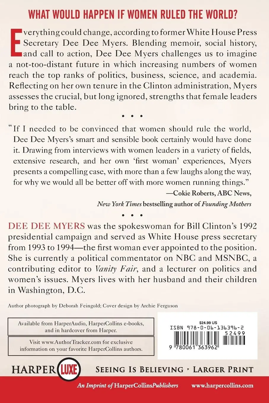 Rückseite: 9780061363962 | Why Women Should Rule the World LP | A Memoir | Dee Dee Myers | Buch