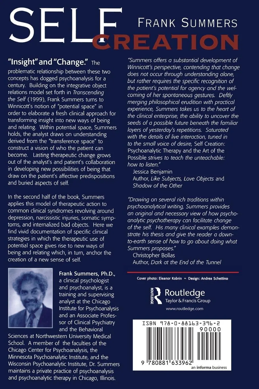 Rückseite: 9780881633962 | Self Creation | Psychoanalytic Therapy and the Art of the Possible