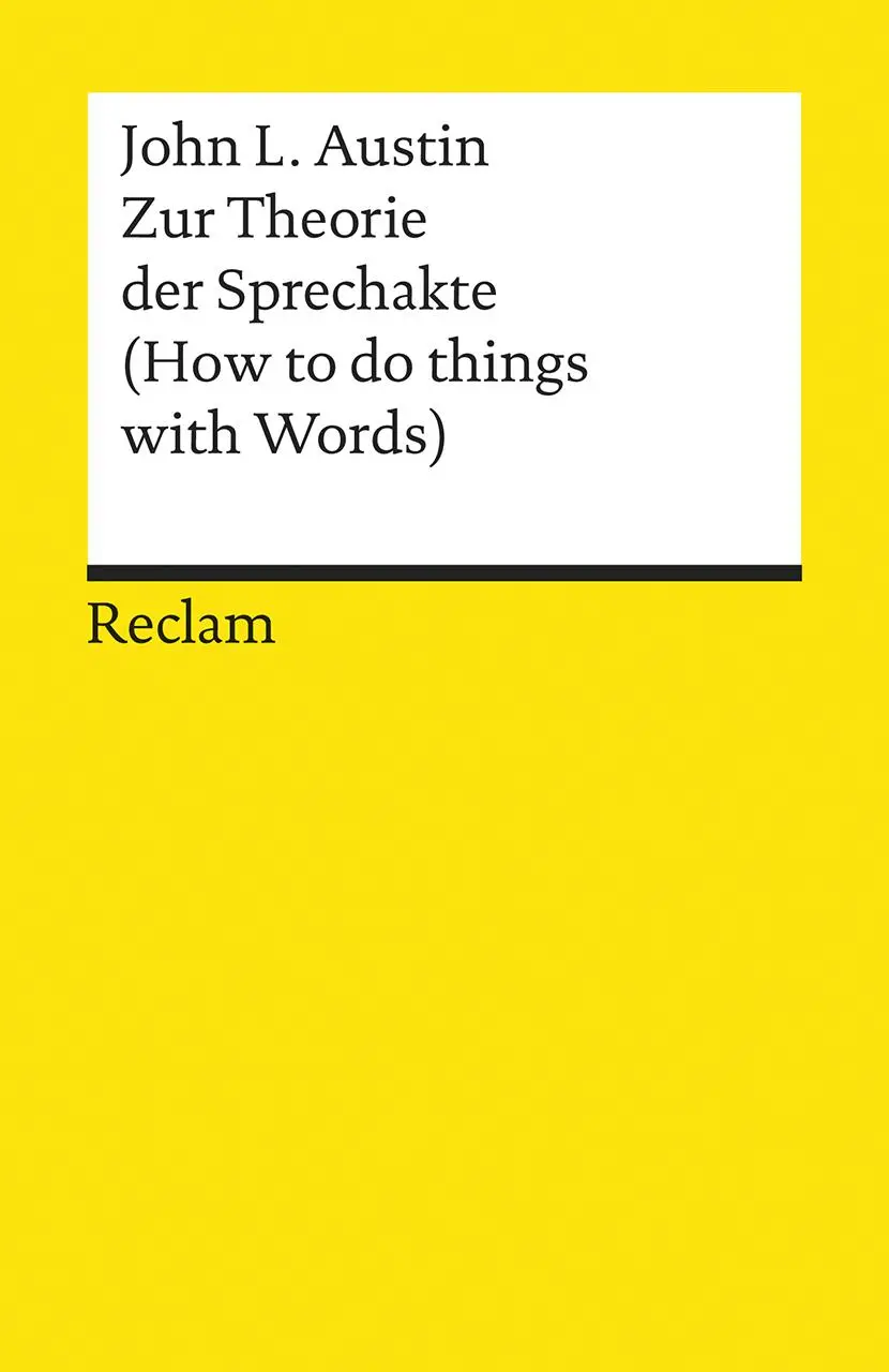 Cover: 9783150093962 | Zur Theorie der Sprechakte. (How to do things with Words) | Austin