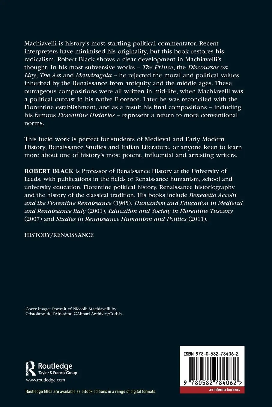 Rückseite: 9780582784062 | Machiavelli | Robert Black | Taschenbuch | Englisch | 2013 | Routledge