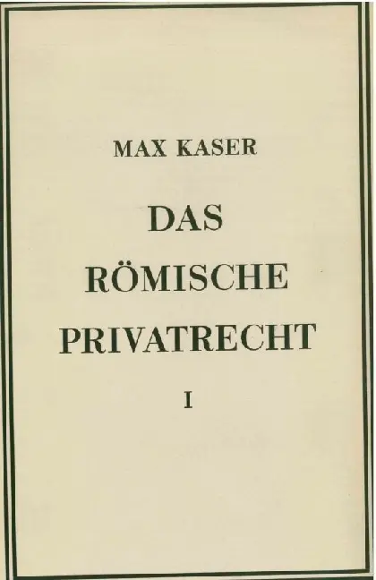 Cover: 9783406014062 | Das römische Privatrecht | Max Kaser | Buch | Deutsch | C.H.Beck