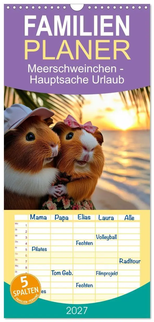 Cover: 9783594294062 | Familienplaner 2027 - Meerschweinchen - Hauptsache Urlaub mit 5...