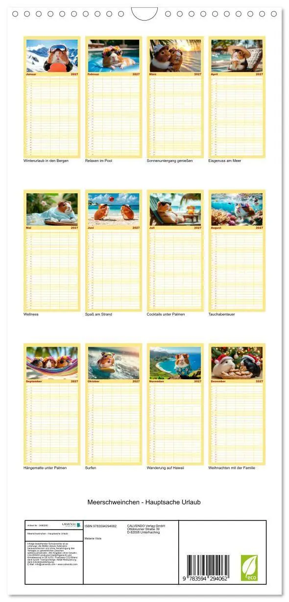 Bild: 9783594294062 | Familienplaner 2027 - Meerschweinchen - Hauptsache Urlaub mit 5...