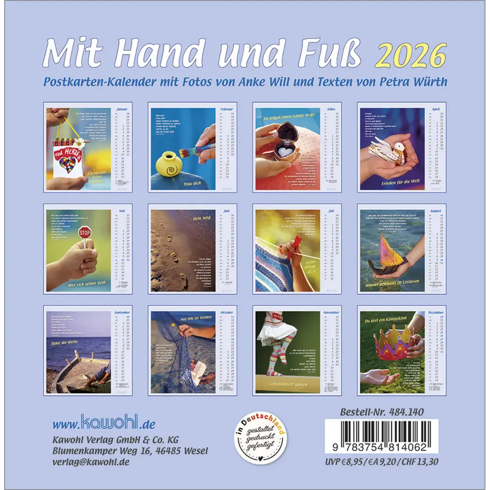Bild: 9783754814062 | Mit Hand und Fuß 2026 | Postkartenkalender mit Bildern, die berühren