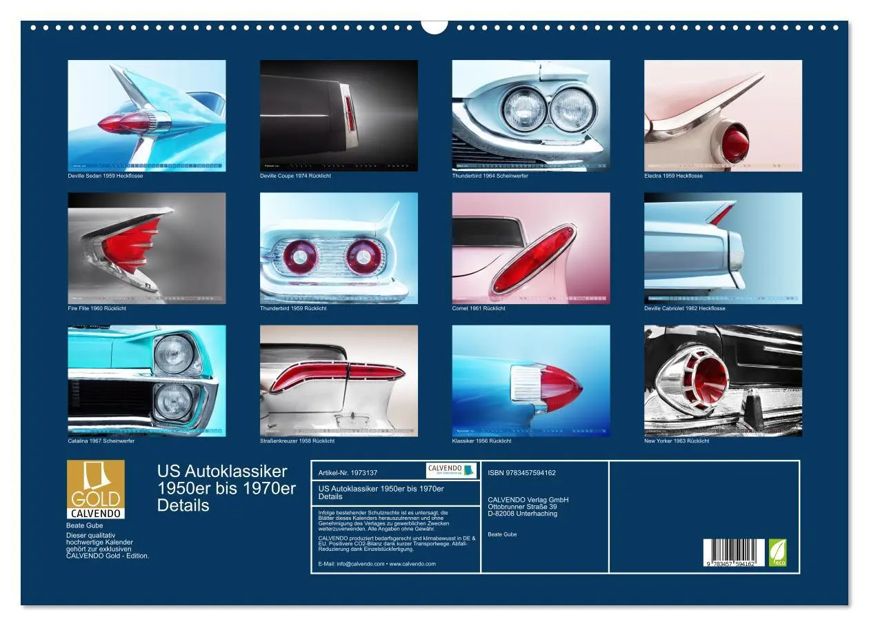 Bild: 9783457594162 | US Autoklassiker 1950er bis 1970er Details (Wandkalender 2026 DIN...